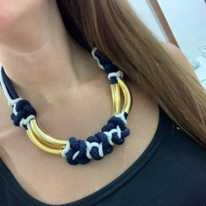 Navy, white and gold necklace